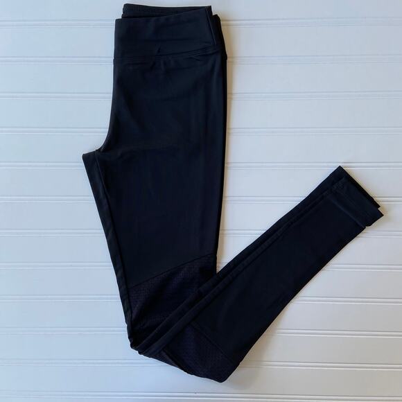 Nuyu XS Black High Waist Full Length Mesh Panel Athletic Workout Yoga Legging - Picture 5 of 10